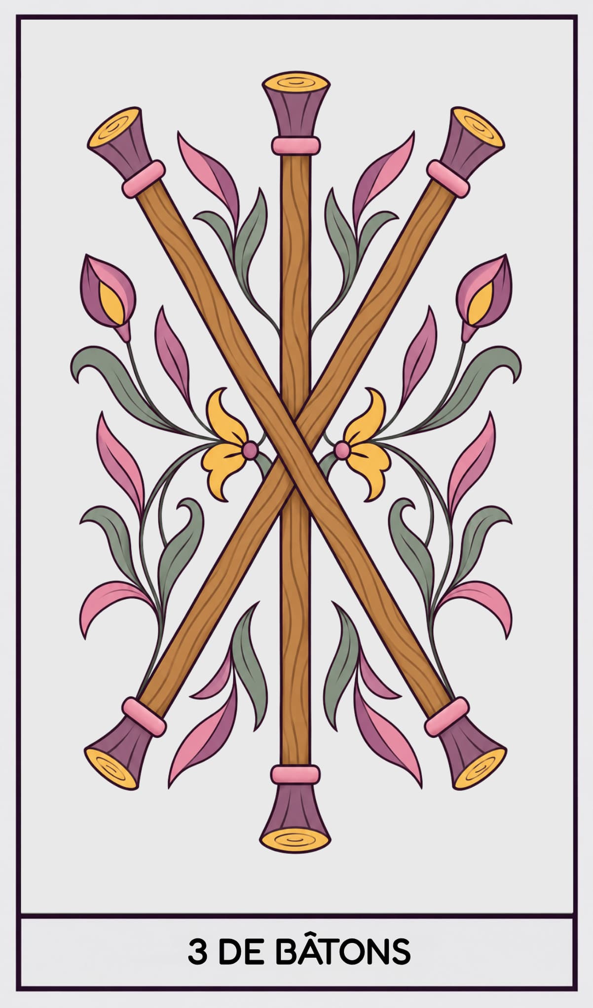 3 de Bâtons, Tarot de Marseille