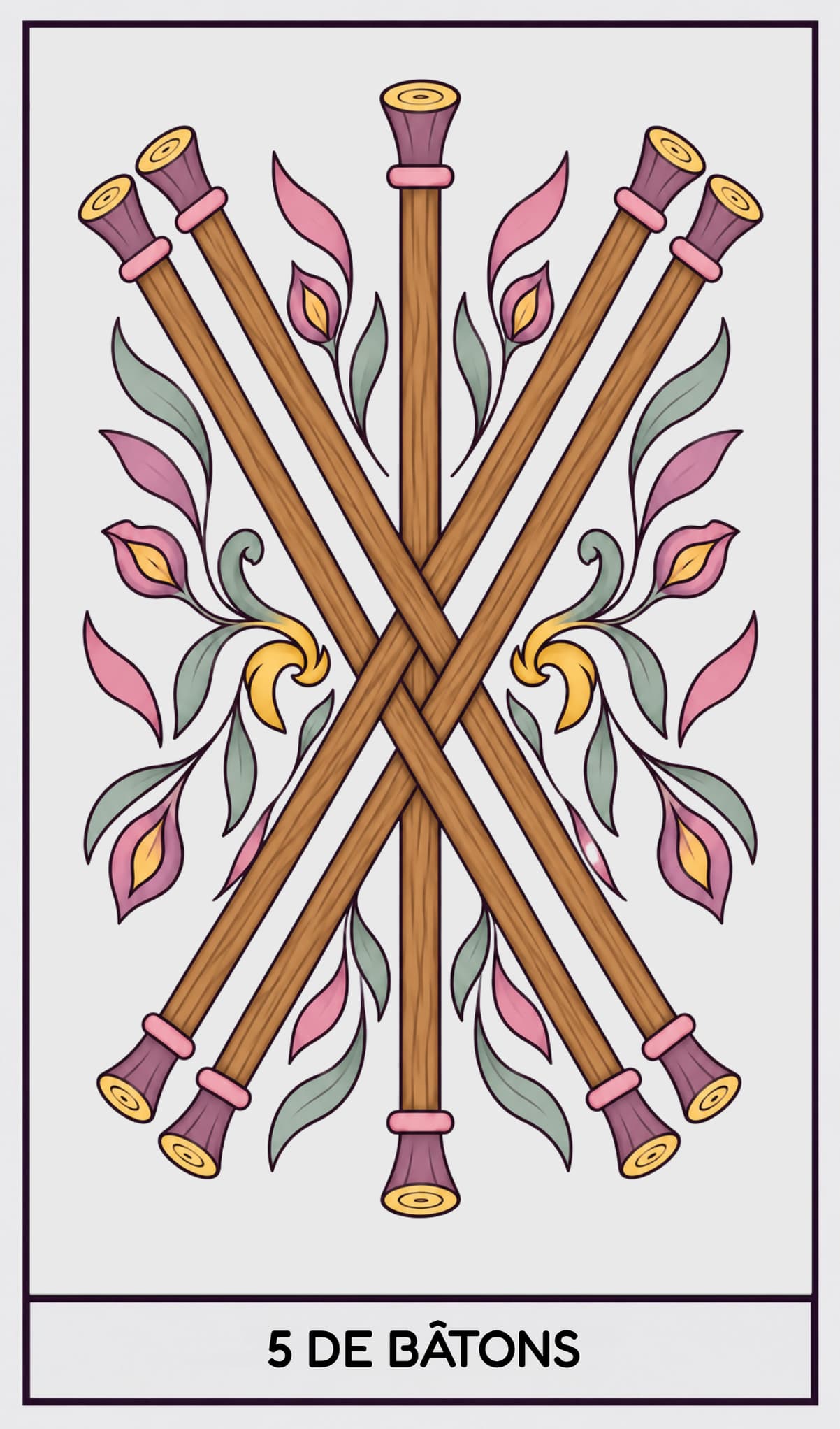 5 de Bâtons, Tarot de Marseille