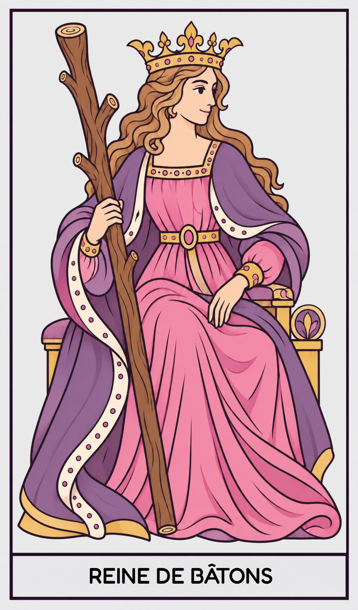 Reine de Bâtons, Tarot de Marseille