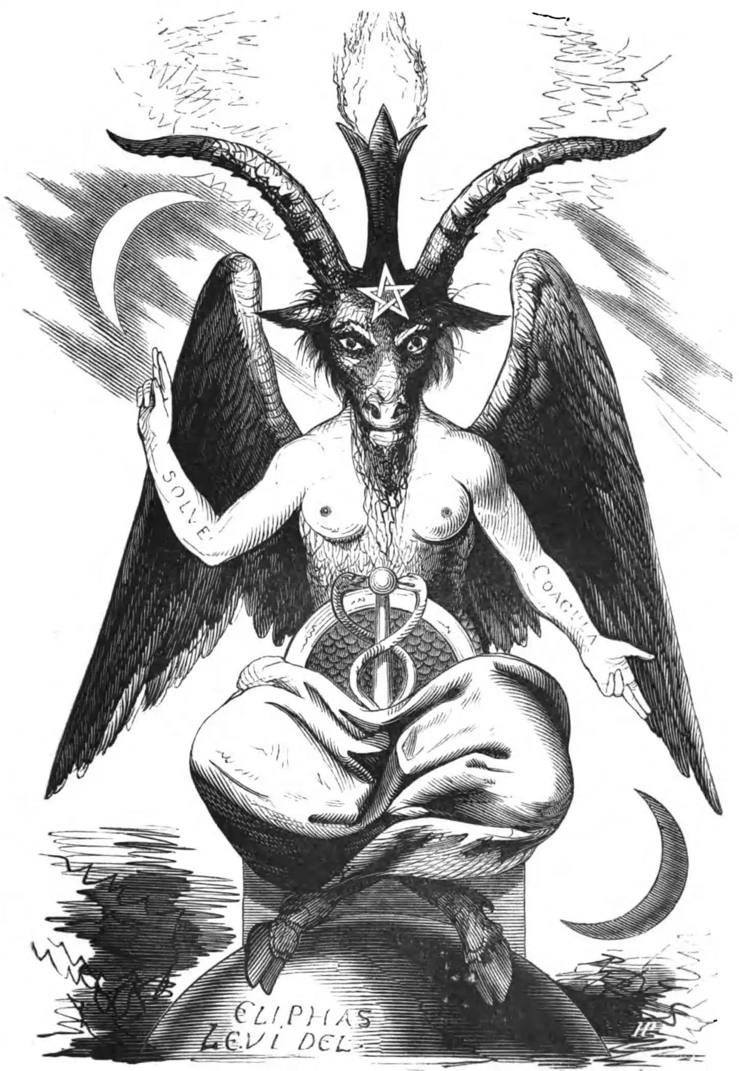Le Baphomet, gravure d'Éliphas Lévi (1856), symbole central de l'occultisme occidental