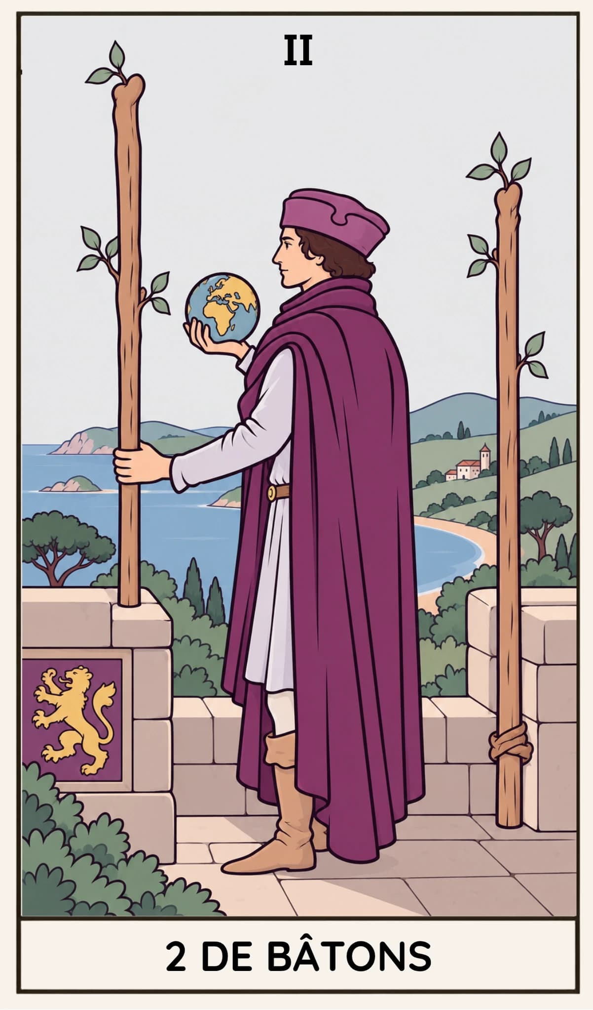 2 de Bâtons, Tarot Rider-Waite-Smith