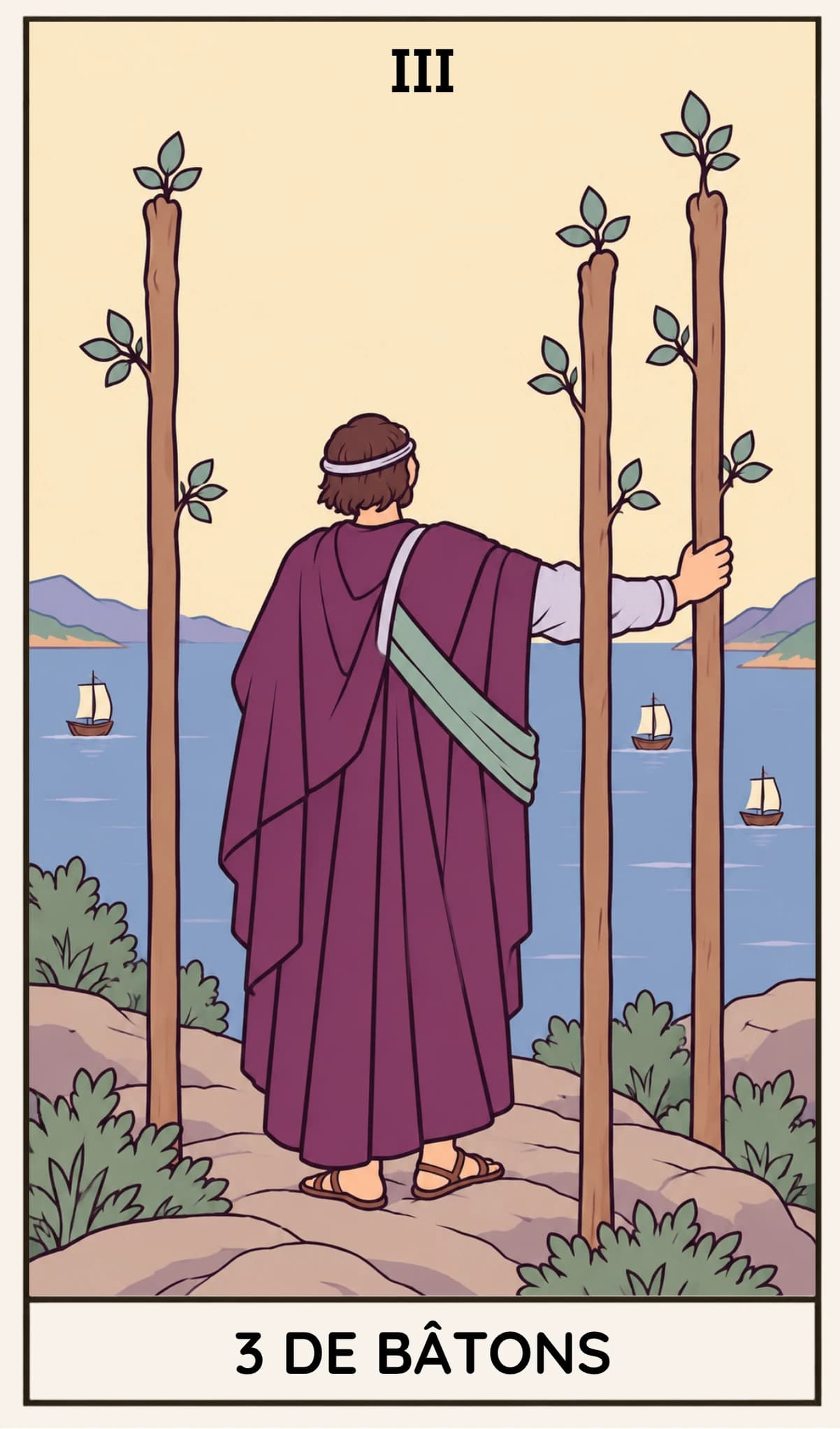 3 de Bâtons, Tarot Rider-Waite-Smith