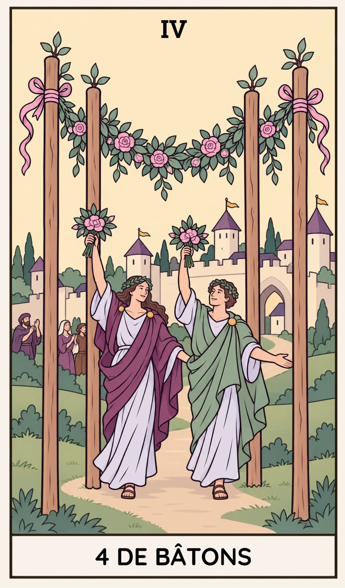 4 de Bâtons, Tarot Rider-Waite-Smith