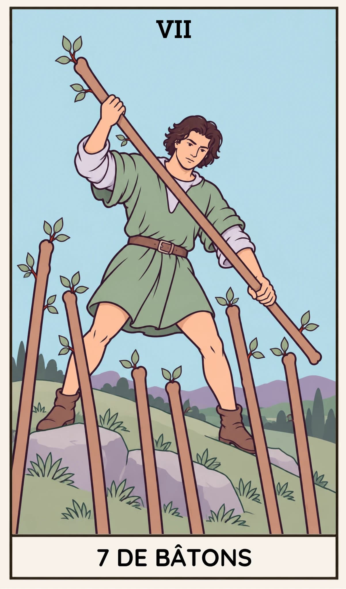 7 de Bâtons, Tarot Rider-Waite-Smith