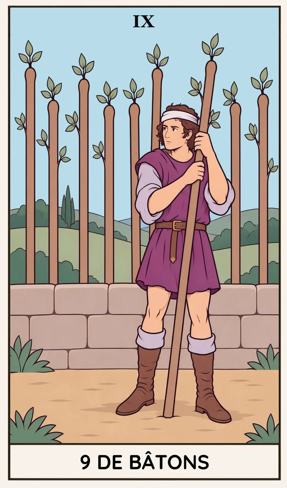 9 de Bâtons, Tarot Rider-Waite-Smith