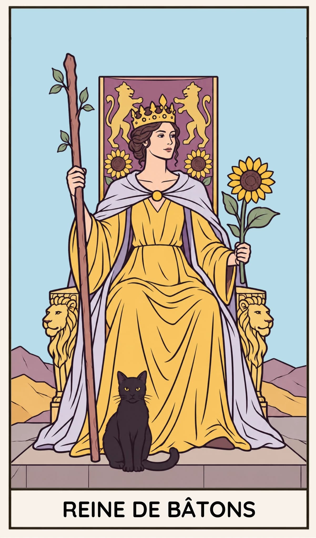 Reine de Bâtons, Tarot Rider-Waite-Smith