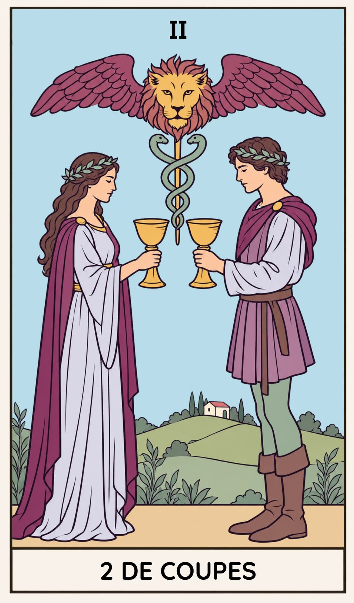 2 de Coupes, Tarot Rider-Waite-Smith