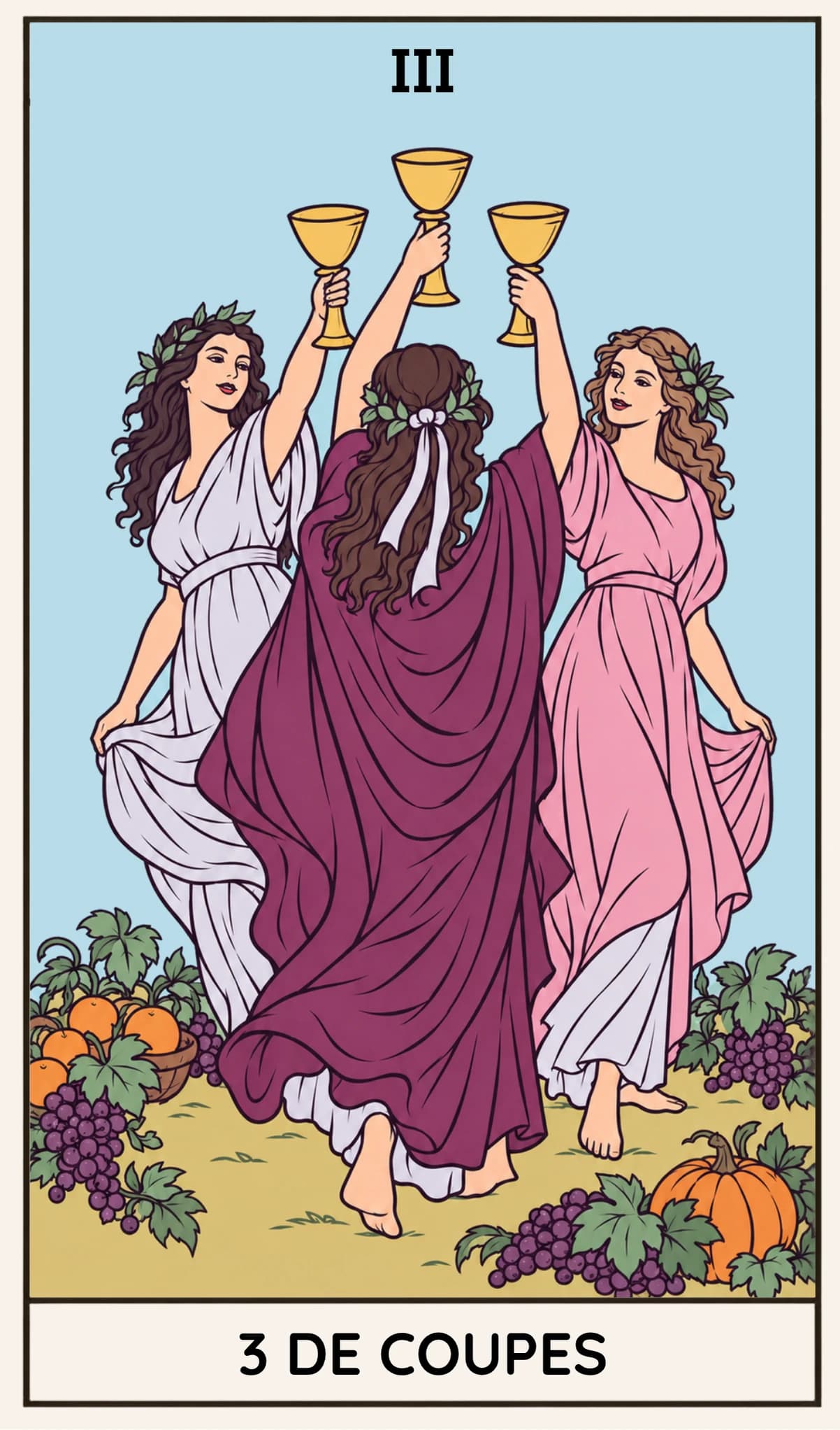 3 de Coupes, Tarot Rider-Waite-Smith