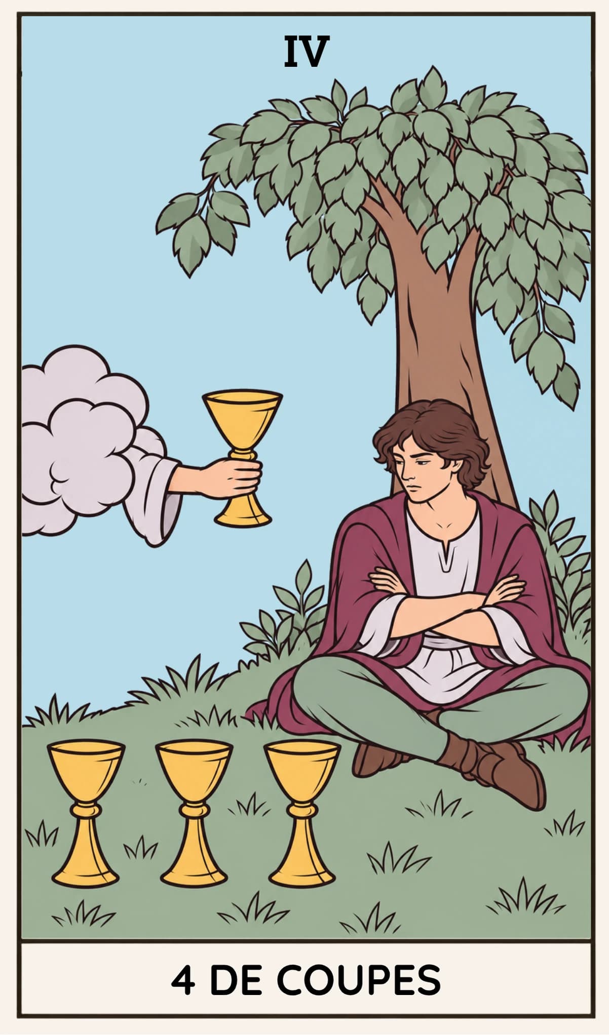 4 de Coupes, Tarot Rider-Waite-Smith