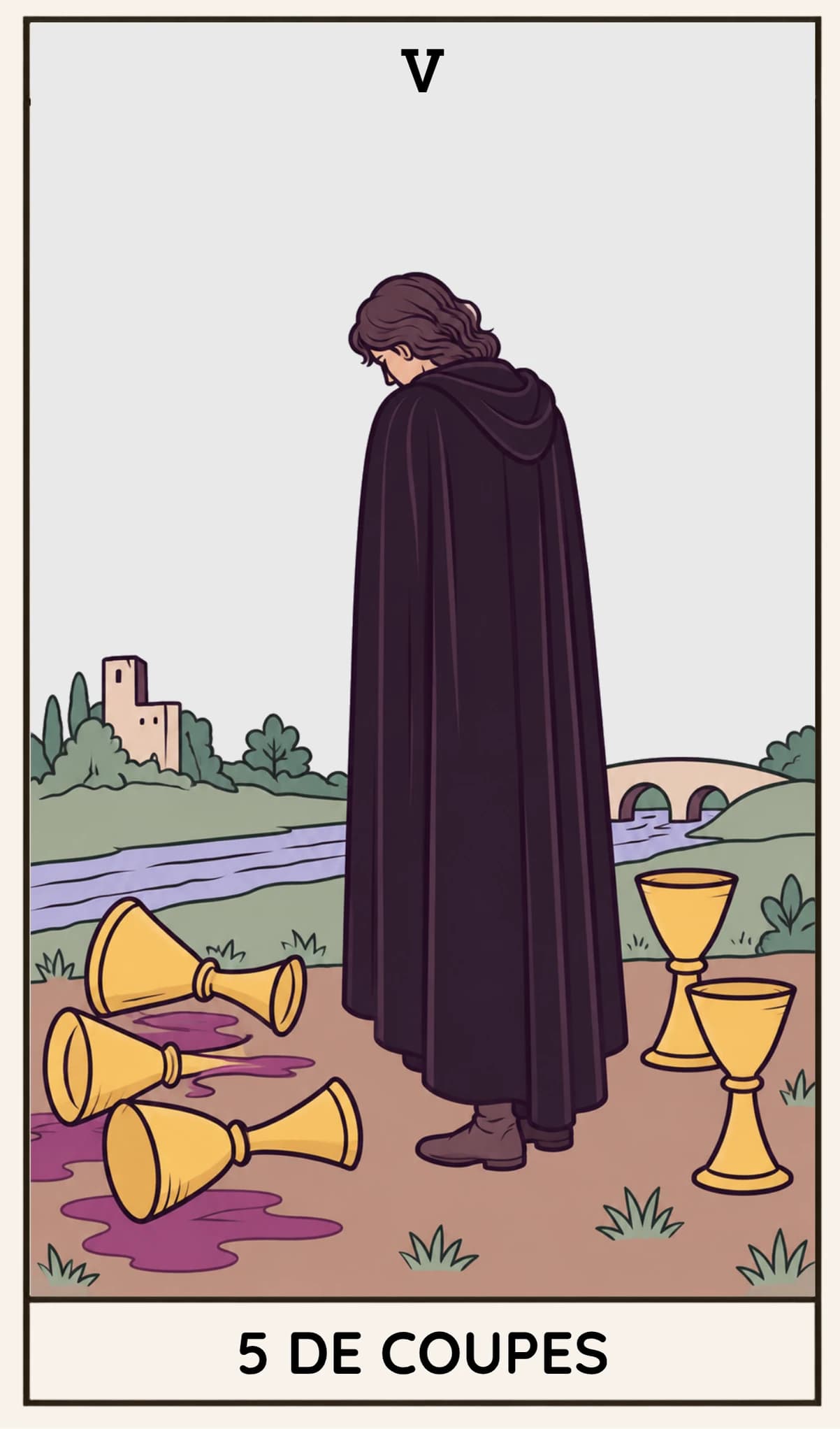 5 de Coupes, Tarot Rider-Waite-Smith