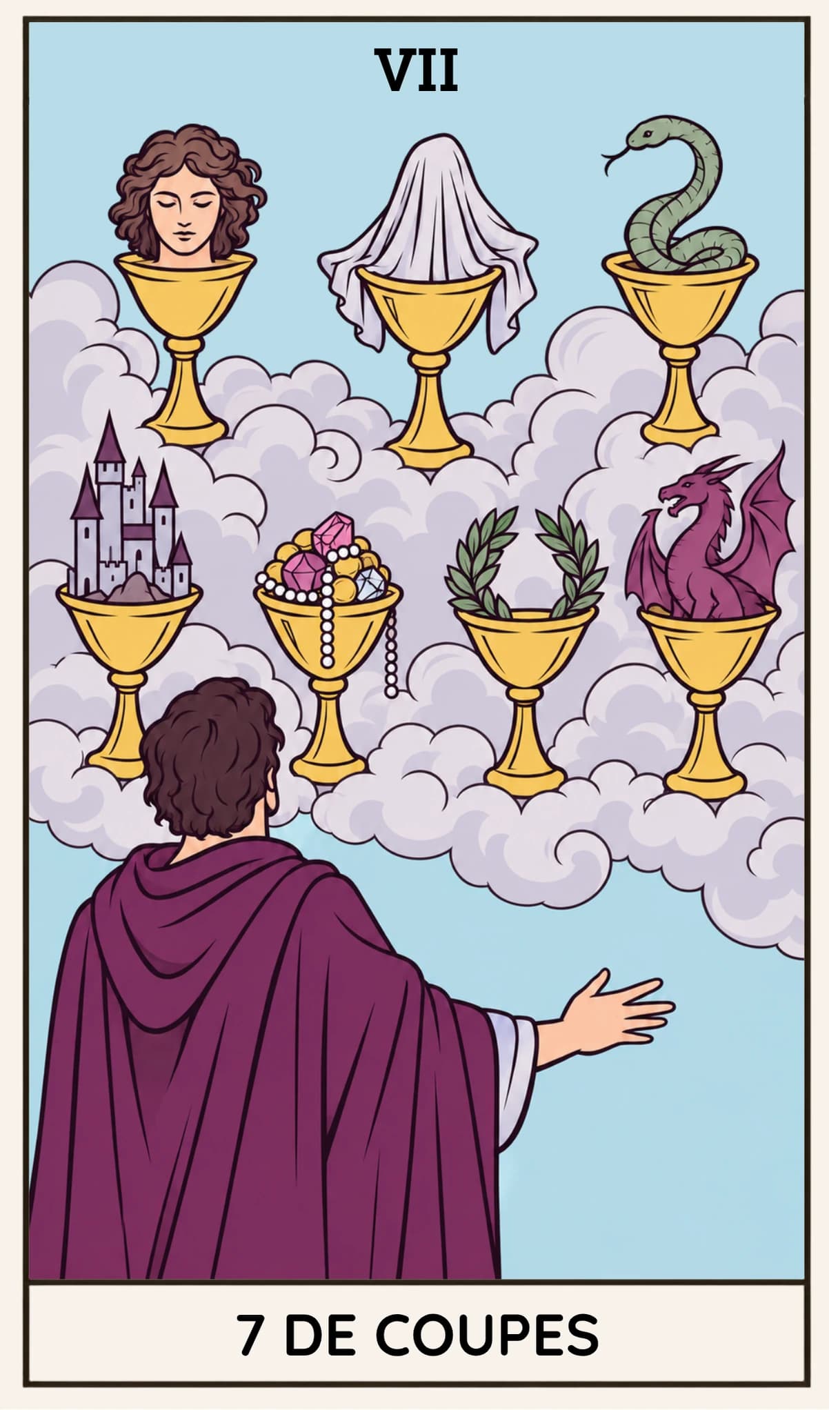 7 de Coupes, Tarot Rider-Waite-Smith