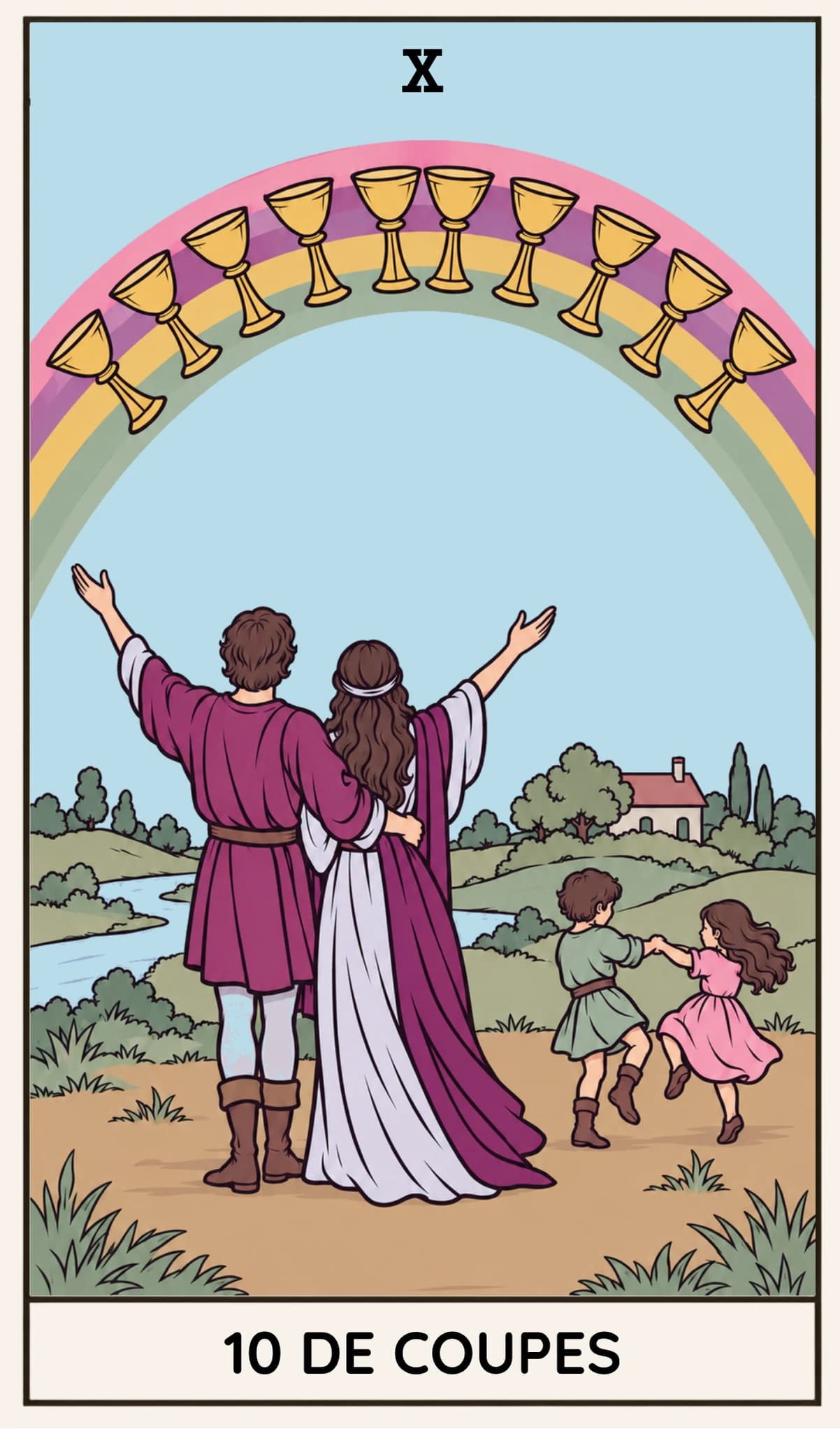 10 de Coupes, Tarot Rider-Waite-Smith