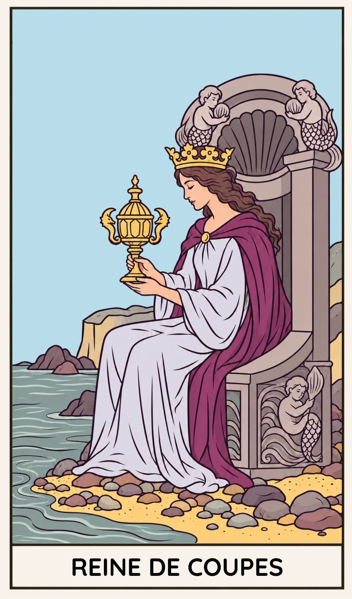 Reine de Coupes, Tarot Rider-Waite-Smith