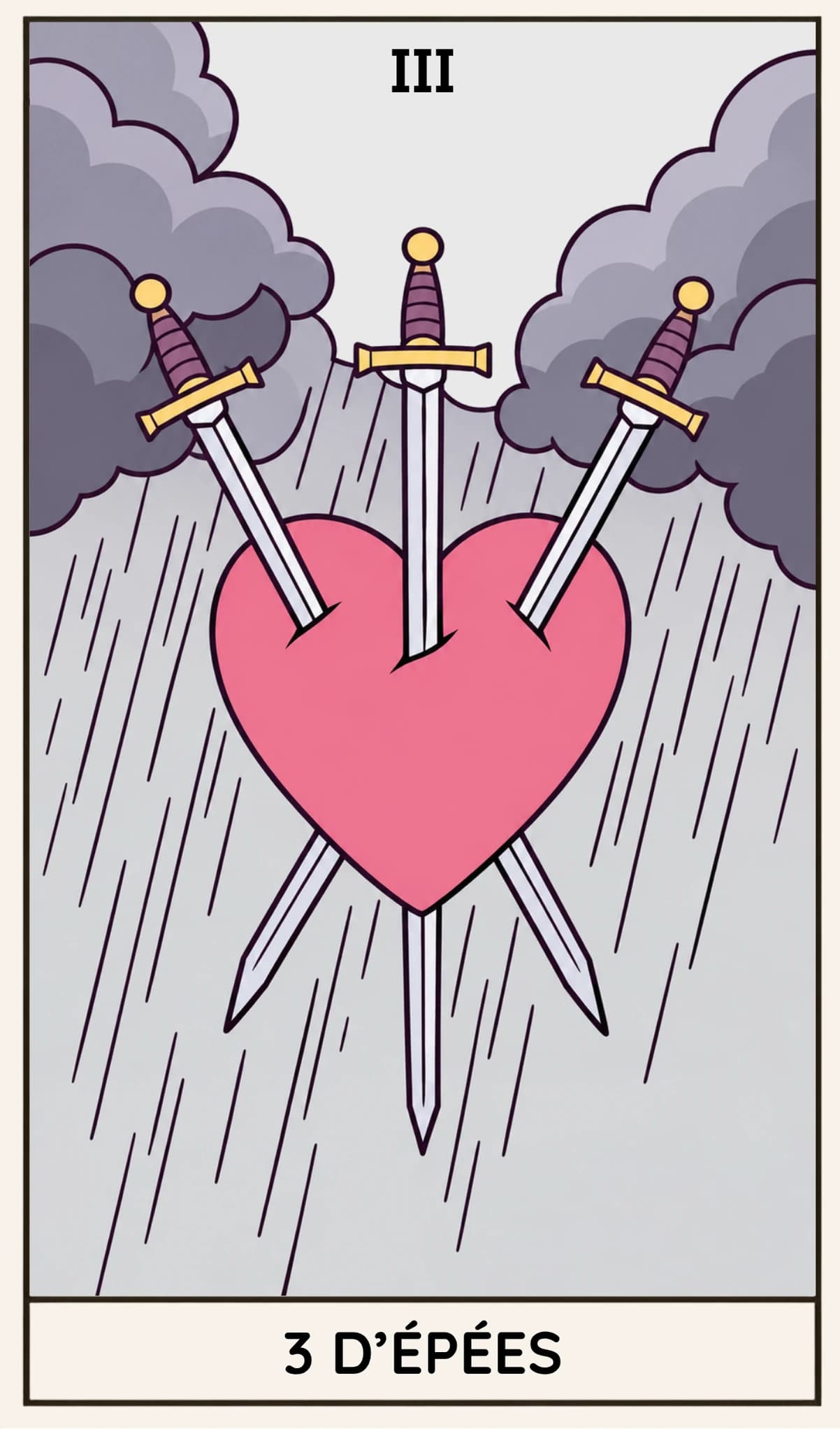 3 d'Épées, Tarot Rider-Waite-Smith