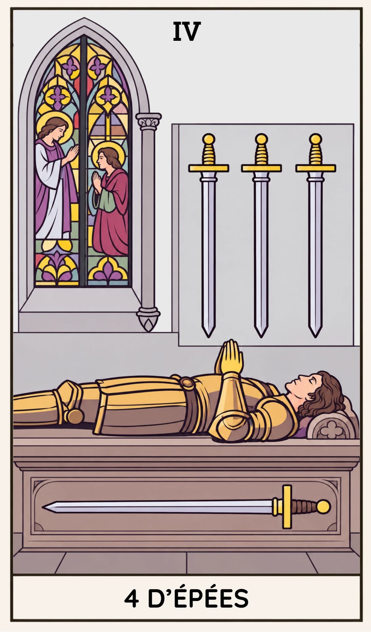 4 d'Épées, Tarot Rider-Waite-Smith
