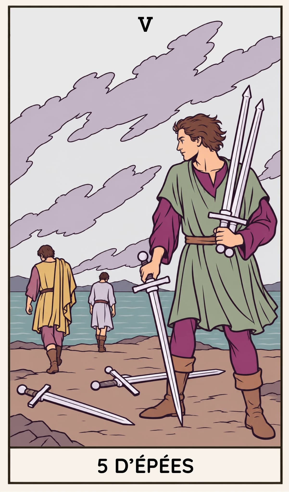 5 d'Épées, Tarot Rider-Waite-Smith
