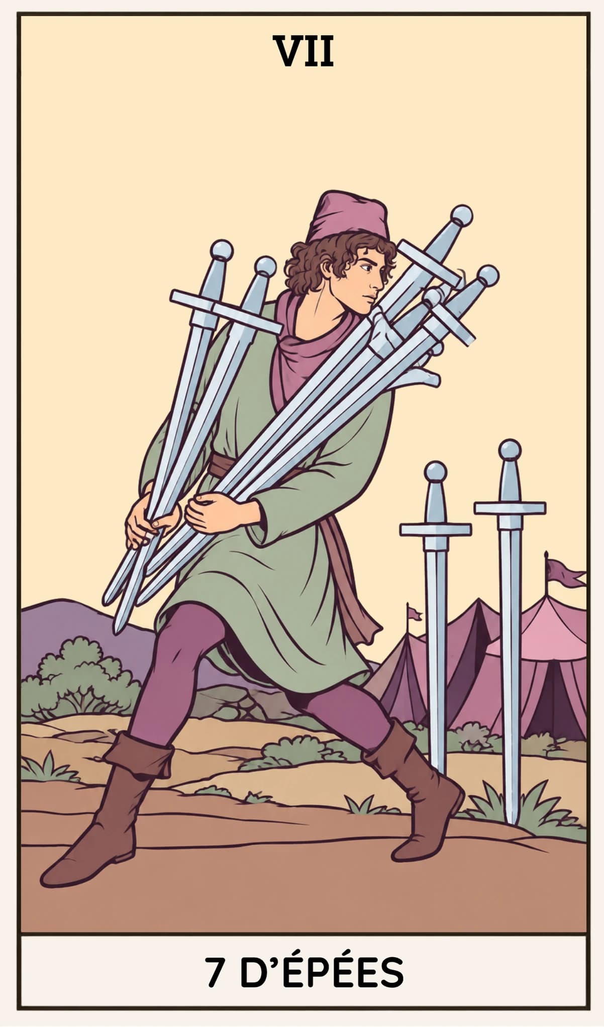 7 d'Épées, Tarot Rider-Waite-Smith
