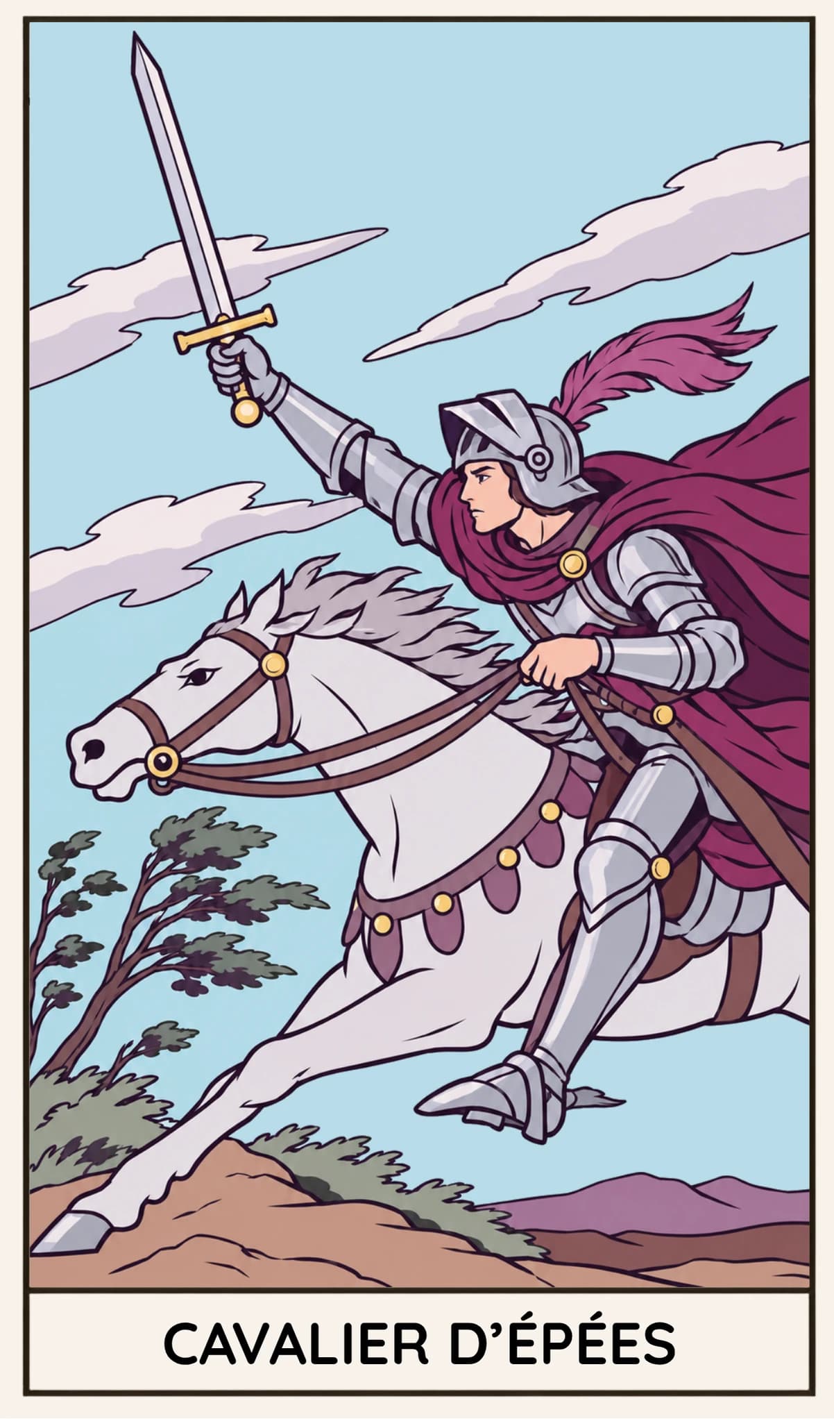 Cavalier d'Épées, Tarot Rider-Waite-Smith