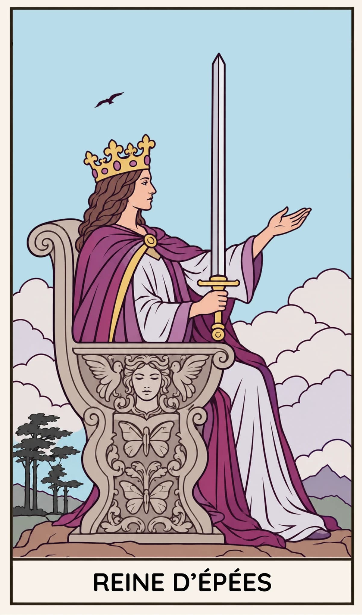 Reine d'Épées, Tarot Rider-Waite-Smith