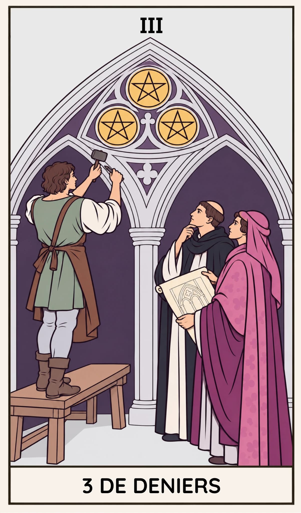 3 de Deniers, Tarot Rider-Waite-Smith