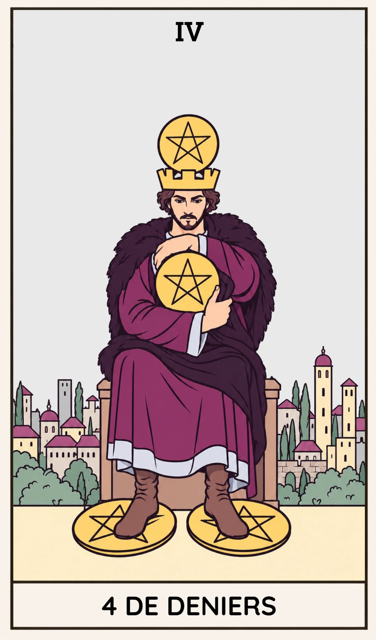 4 de Deniers, Tarot Rider-Waite-Smith