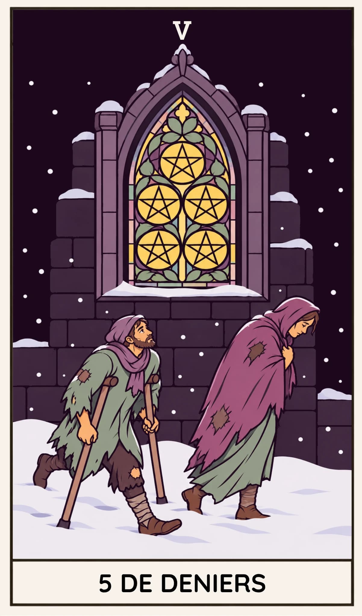 5 de Deniers, Tarot Rider-Waite-Smith