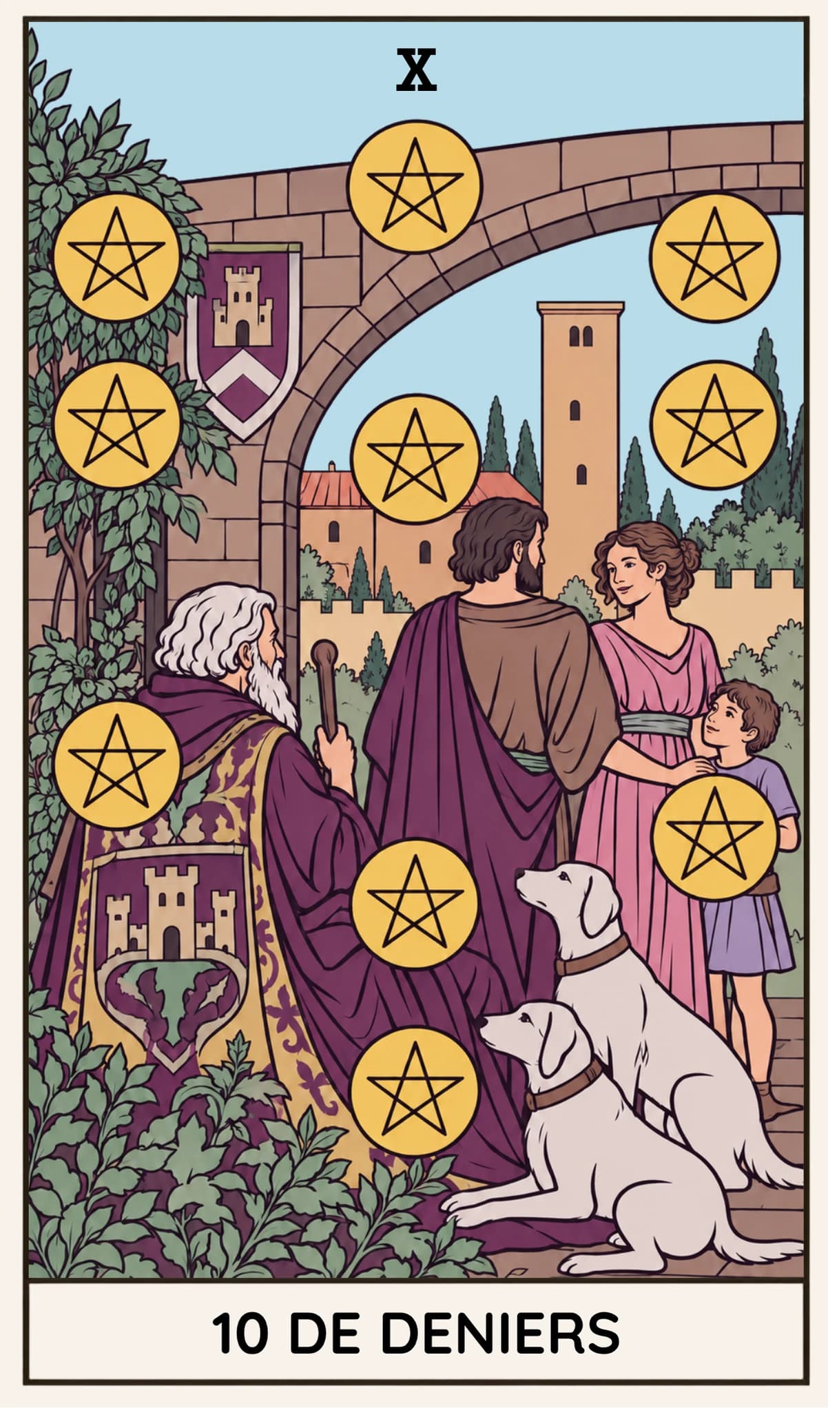 10 de Deniers, Tarot Rider-Waite-Smith